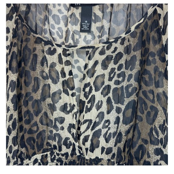SOLD sheer silk cheetah print long sleeve shirt inc international concepts 14 - Picture 7 of 15